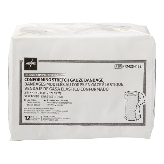 Medline Essentials Conforming Bandage 2 Inch x 4.1 Yard NonSterile 1-Ply 12 Pack