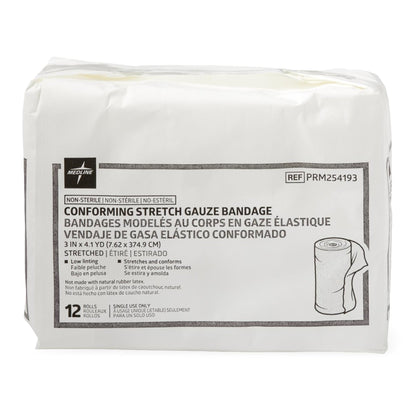 Medline Essentials Conforming Bandage 3 Inch x 4.1 Yard NonSterile 1-Ply 12 Pack