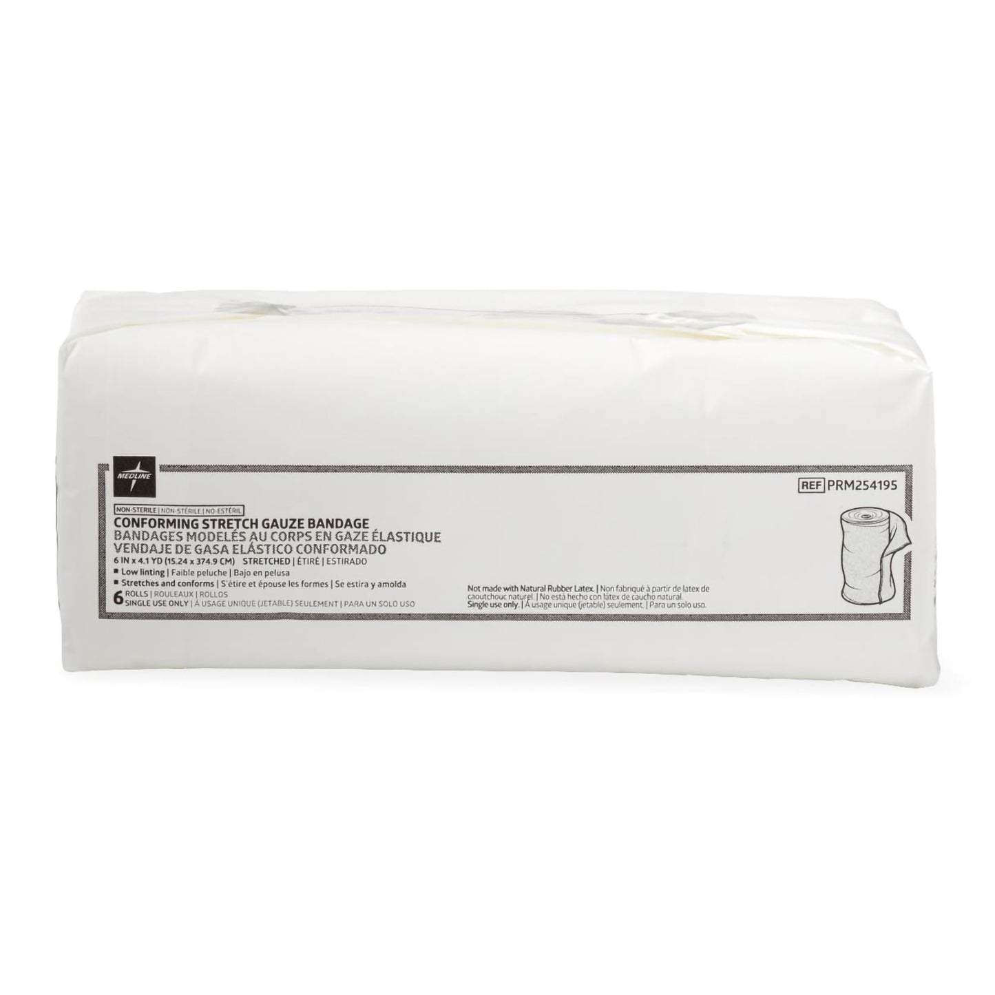 Medline Essentials Conforming Bandage 6 Inch x 4.1 Yard NonSterile 1-Ply 12 Pack