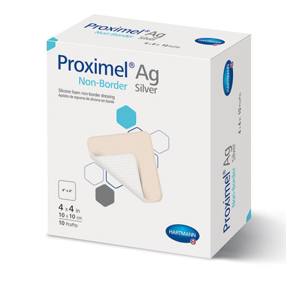 Proximel Ag Non-Border Silver Foam Dressing 4 x 4 Inch Sterile Silicone Dressing