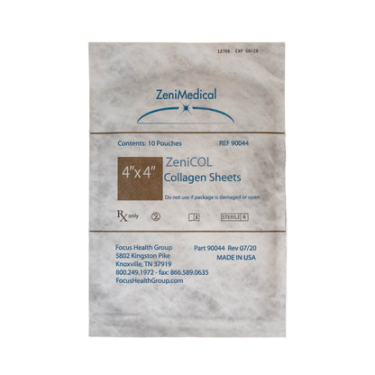 ZeniCOL Collagen Dressing 4 x 4 Inch Sterile Bovine Collagen Wound Dressing