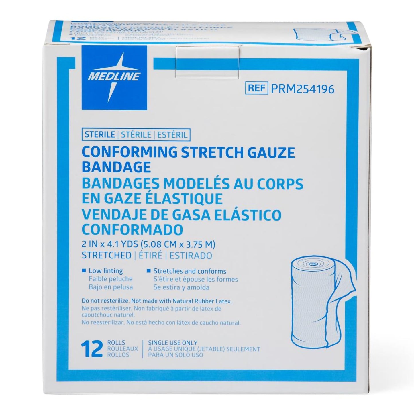 Medline Sterile Conforming Bandage Roll 2 Inch x 4.1 Yard