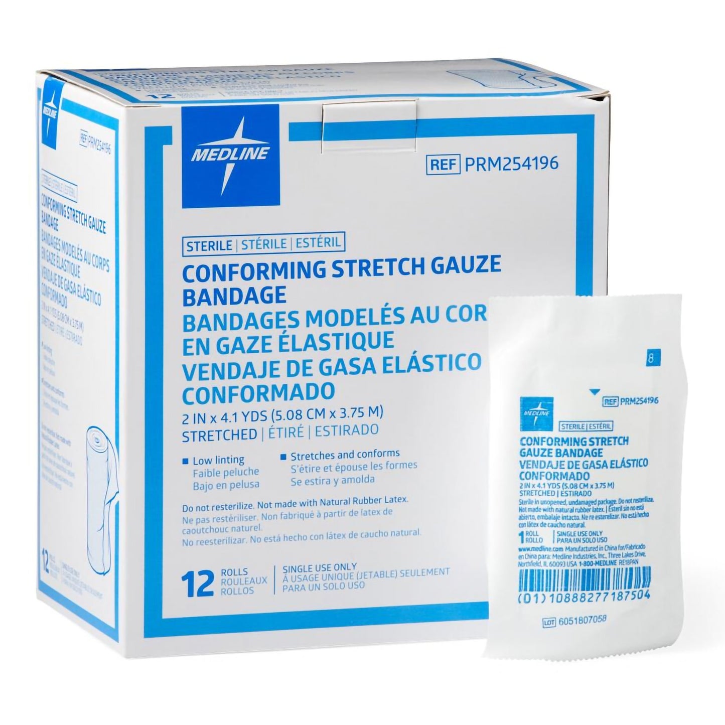 Medline Sterile Conforming Bandage Roll 2 Inch x 4.1 Yard