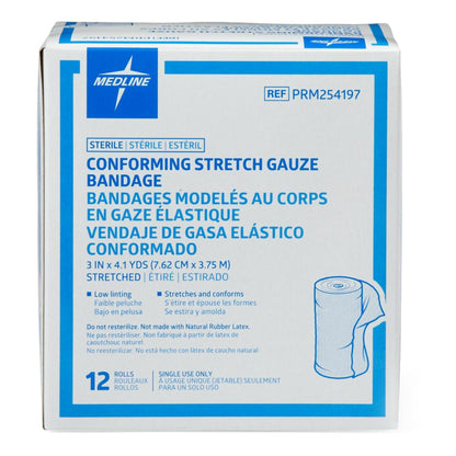Medline Sterile Conforming Bandage Roll 3 Inch x 4.1 Yard