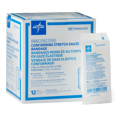 Medline Sterile Conforming Bandage Roll 3 Inch x 4.1 Yard