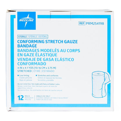 Medline Sterile Conforming Bandage Roll 4 Inch x 4.1 Yard