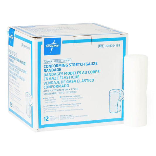 Medline Sterile Conforming Bandage Roll 4 Inch x 4.1 Yard