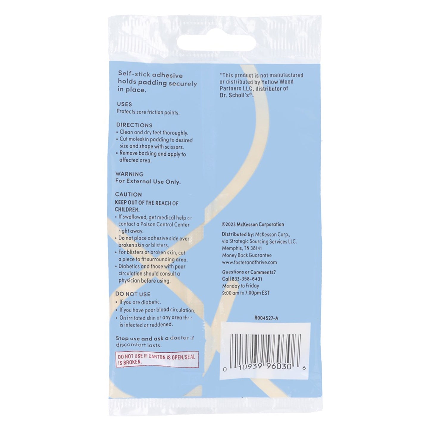 Protective Pad Foster & Thrive One Size Fits Most Adhesive Backing Foot