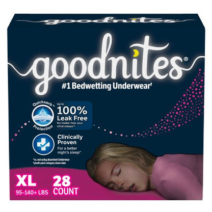 Female Youth Absorbent Underwear GoodNites Pull On with Tear Away Seams X-Small Disposable Heavy Absorbency