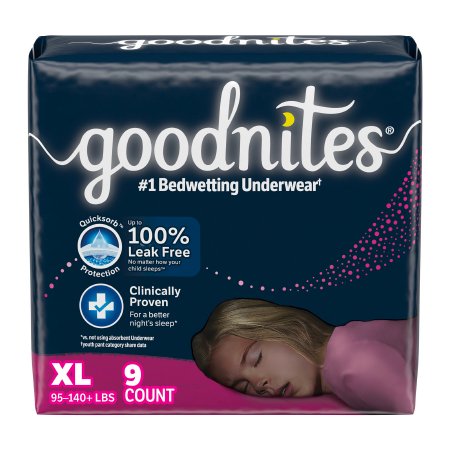 Female Youth Absorbent Underwear GoodNites Pull On with Tear Away Seams X-Small Disposable Heavy Absorbency