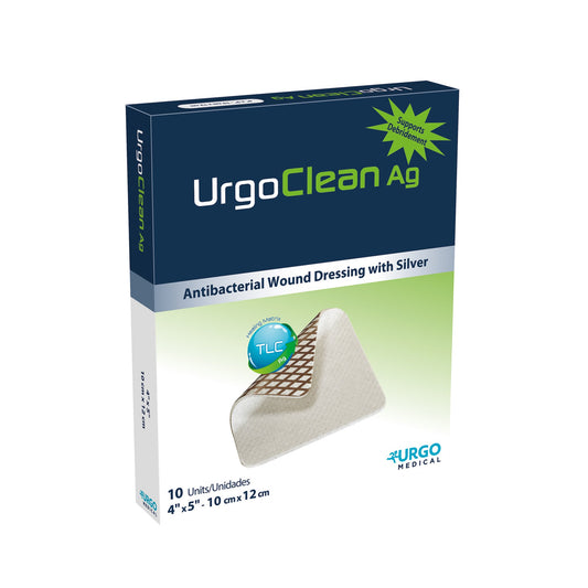 UrgoClean Ag Silver Dressing 4 x 5 Inch Sterile Non-Adhesive Antimicrobial Wound Dressing