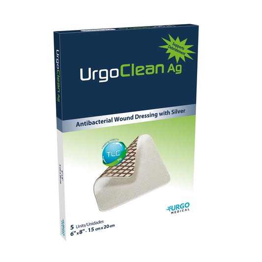 UrgoClean Ag Silver Dressing 6 x 8 Inch Sterile Non-Adhesive Antimicrobial Wound Dressing