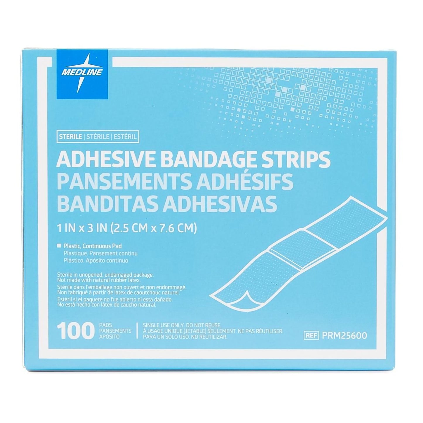 Medline Sterile Plastic Adhesive Strips 1 x 3 Inch Tan Bandages