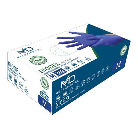 Exam Glove BIODEL NonSterile Nitrile Standard Cuff Length Textured Fingertips Violet Blue Chemo Tested / Fentanyl Tested