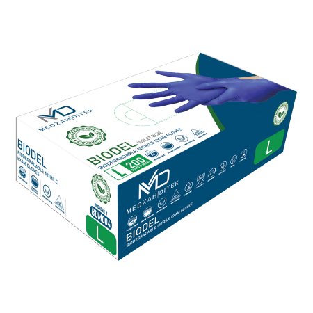 Exam Glove BIODEL NonSterile Nitrile Standard Cuff Length Textured Fingertips Violet Blue Chemo Tested / Fentanyl Tested