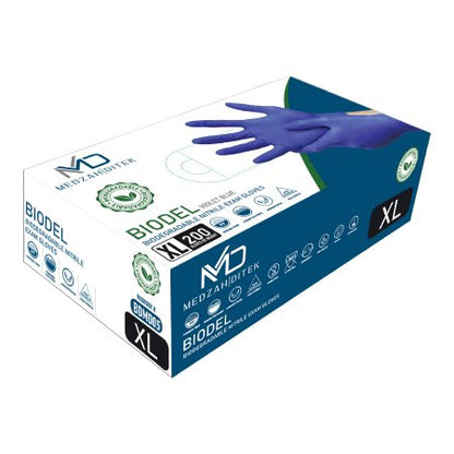 Exam Glove BIODEL NonSterile Nitrile Standard Cuff Length Textured Fingertips Violet Blue Chemo Tested / Fentanyl Tested