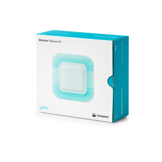 Silicone Foam Dressing Biatain® Silicone Fit 4 X 4 Inch With Border Film Backing Silicone Adhesive Sacral Sterile