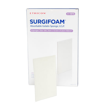 SURGIFOAM Absorbable Gelatin Sponge 8 cm x 12.5 cm x 2 mm Sterile – 6 per Box