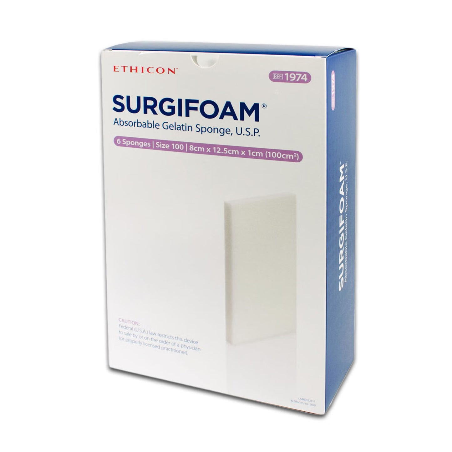 SURGIFOAM Absorbable Gelatin Sponge 8 x 12.5 cm x 10 mm – 6 Count Sterile