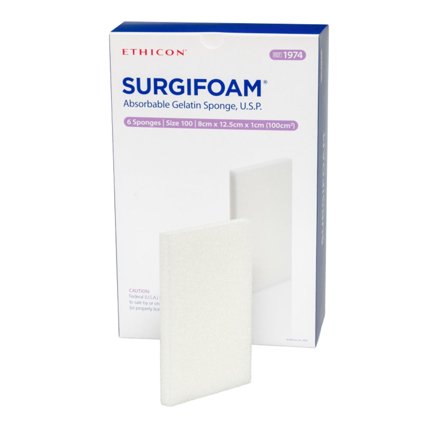 SURGIFOAM Absorbable Gelatin Sponge 8 x 12.5 cm x 10 mm – 6 Count Sterile