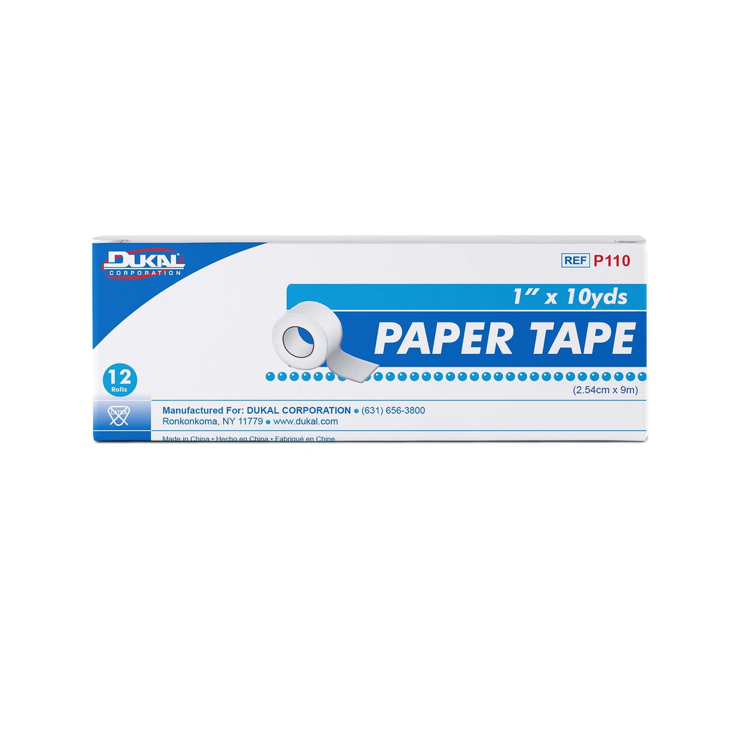 Dukal Skin Friendly Medical Paper Tape 1 Inch x 10 Yard White NonSterile