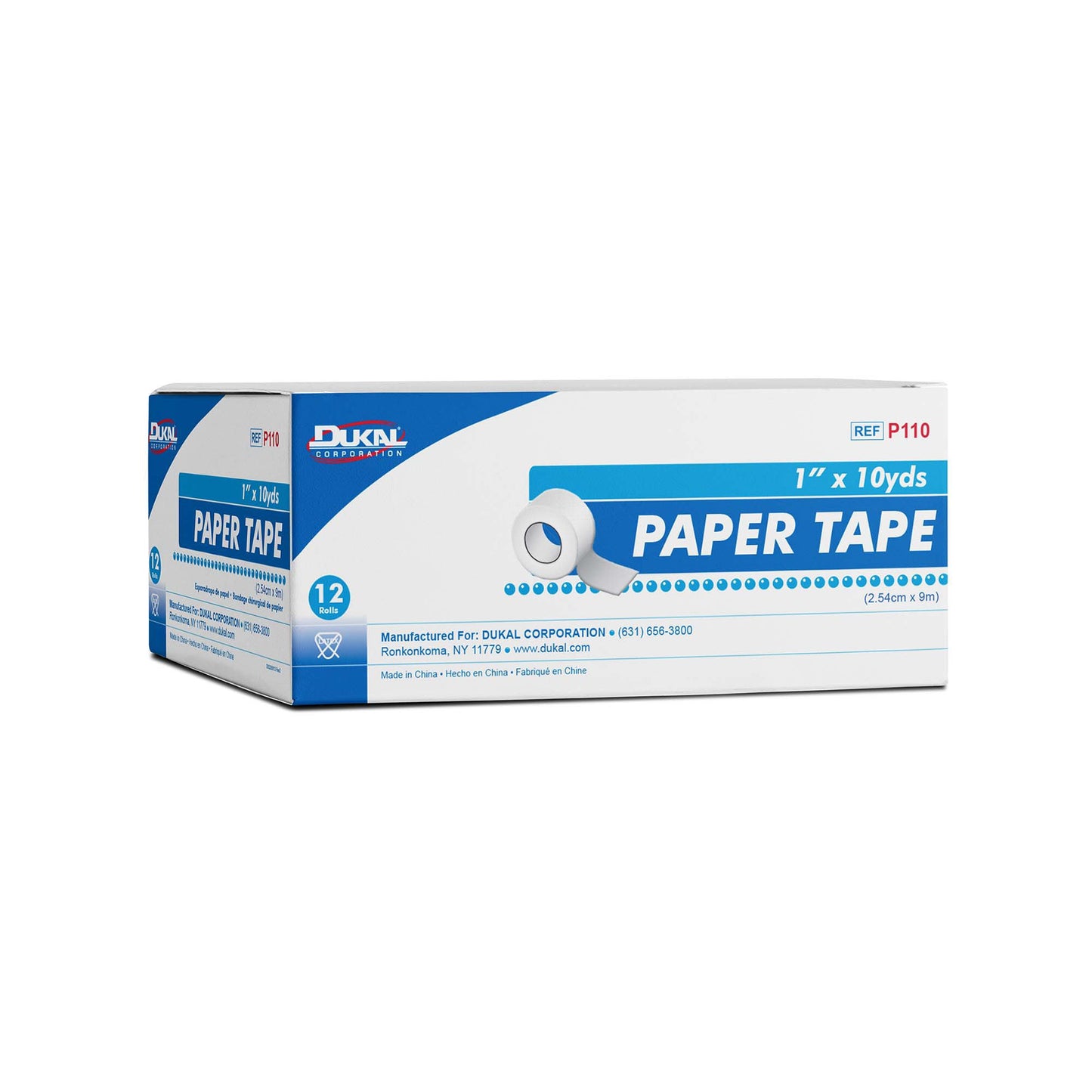 Dukal Skin Friendly Medical Paper Tape 1 Inch x 10 Yard White NonSterile