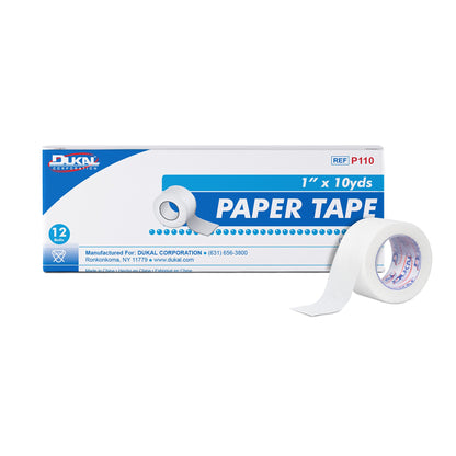 Dukal Skin Friendly Medical Paper Tape 1 Inch x 10 Yard White NonSterile