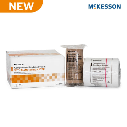 McKesson 2-Layer Compression Bandage System 4 Inch x 7.1 / 6.9 Yard Tan & White