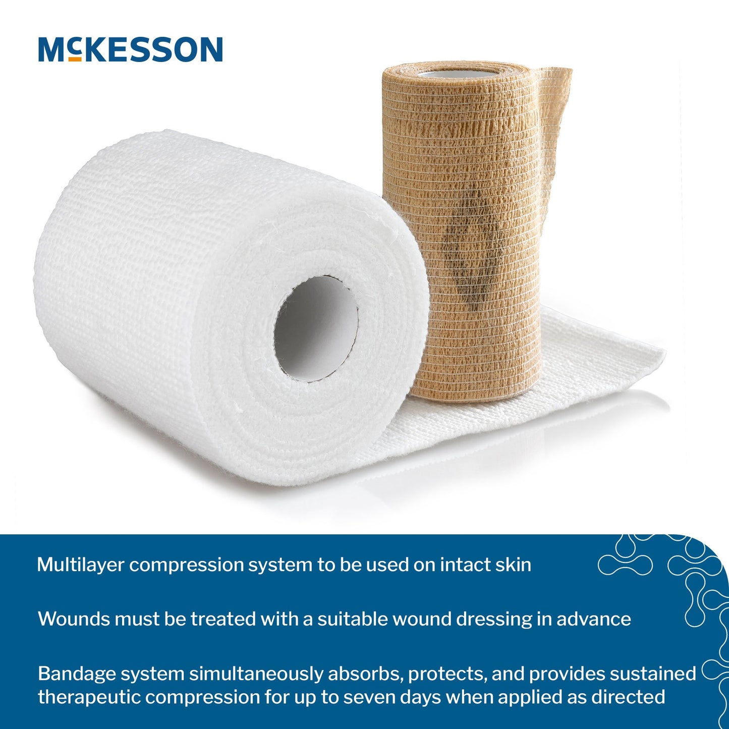 McKesson 2-Layer Compression Bandage System 4 Inch x 7.1 / 6.9 Yard Tan & White