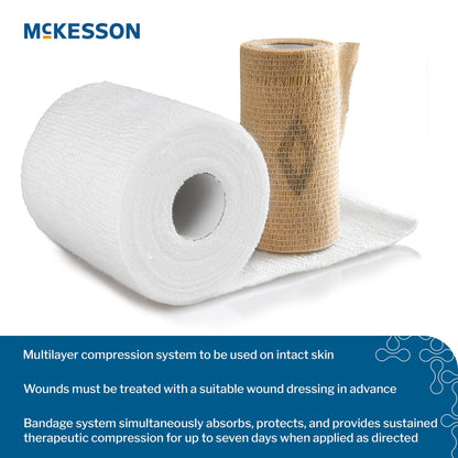McKesson 2-Layer Compression Bandage System 4 Inch x 7.1 / 6.9 Yard Tan & White