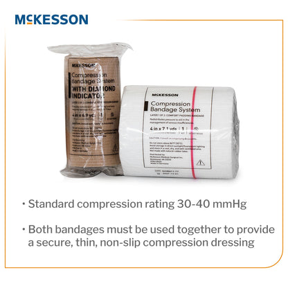 McKesson 2-Layer Compression Bandage System 4 Inch x 7.1 / 6.9 Yard Tan & White