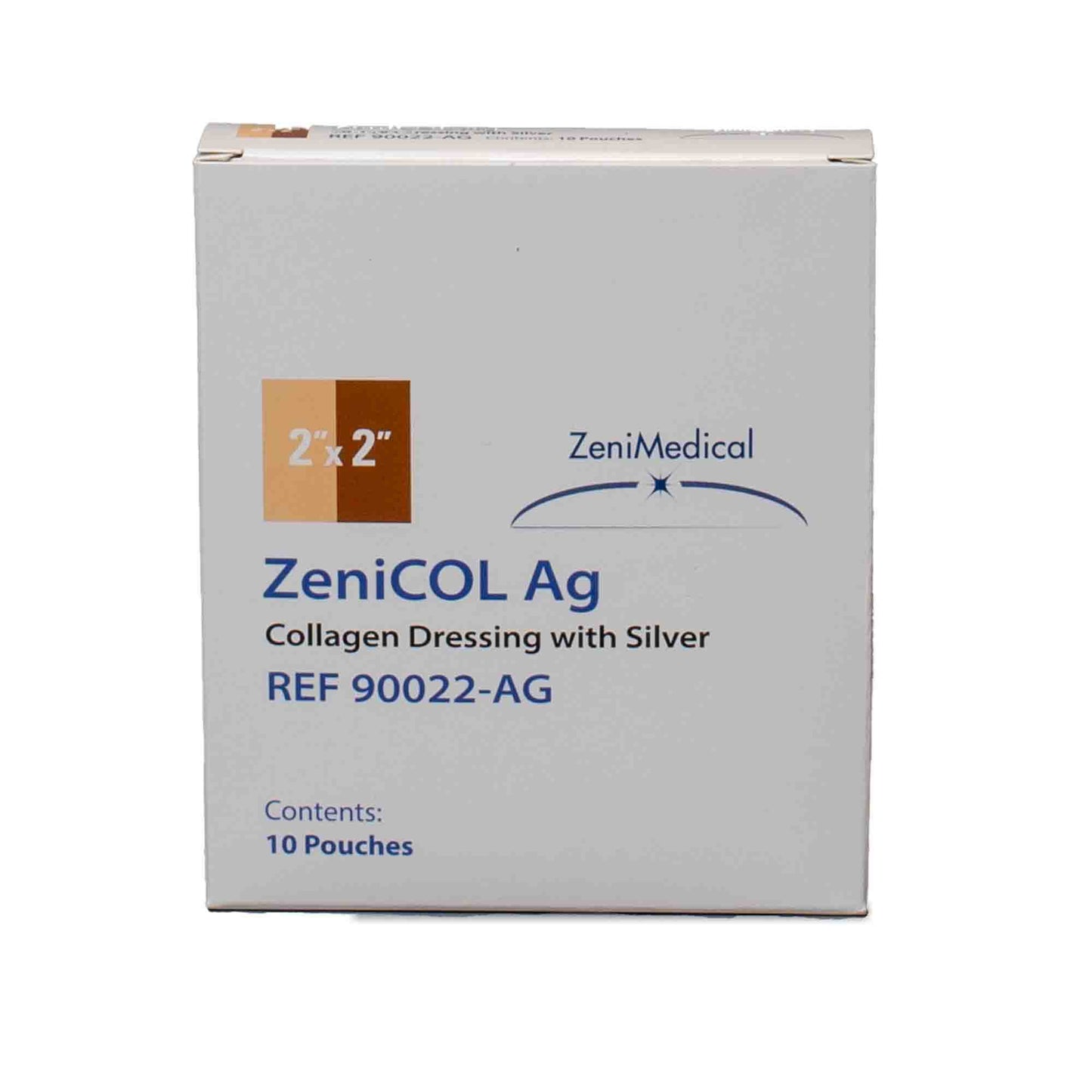 ZeniCOL Ag Silver Collagen Dressing 2 x 2 Inch Sterile Non-Adhesive Gel-Forming Wound Dressing
