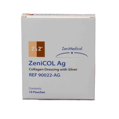 ZeniCOL Ag Silver Collagen Dressing 2 x 2 Inch Sterile Non-Adhesive Gel-Forming Wound Dressing