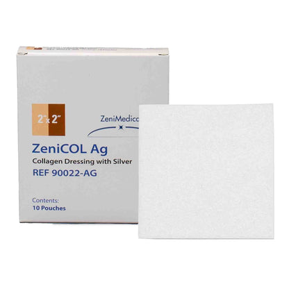 ZeniCOL Ag Silver Collagen Dressing 2 x 2 Inch Sterile Non-Adhesive Gel-Forming Wound Dressing