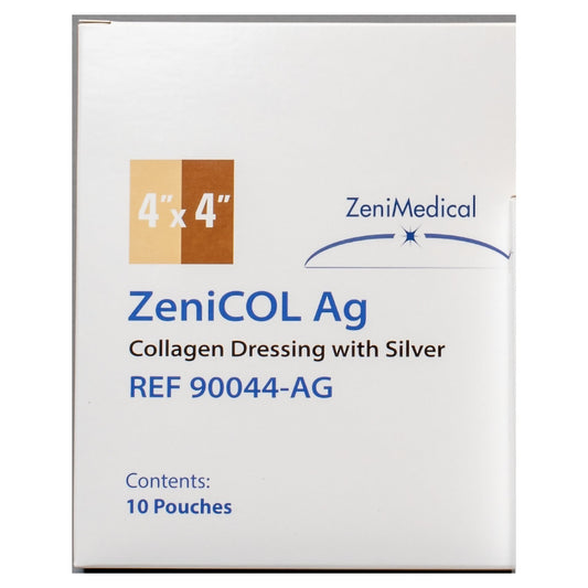 ZeniCOL Ag Silver Collagen Dressing 4 x 4 Inch Sterile Non-Adhesive Wound Dressing