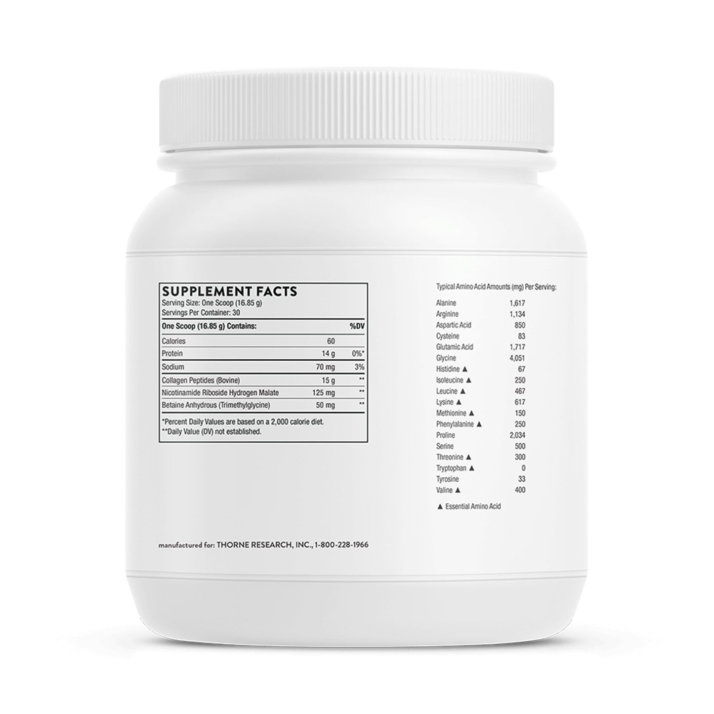 Thorne Collagen Fit Unflavored Collagen Powder Oral Supplement 17.8 oz Canister