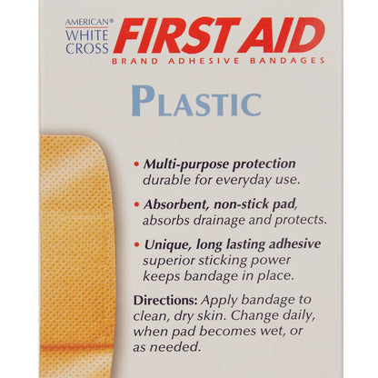 American White Cross First Aid Plastic Tan Adhesive Strip 2 x 4 Inch Sterile