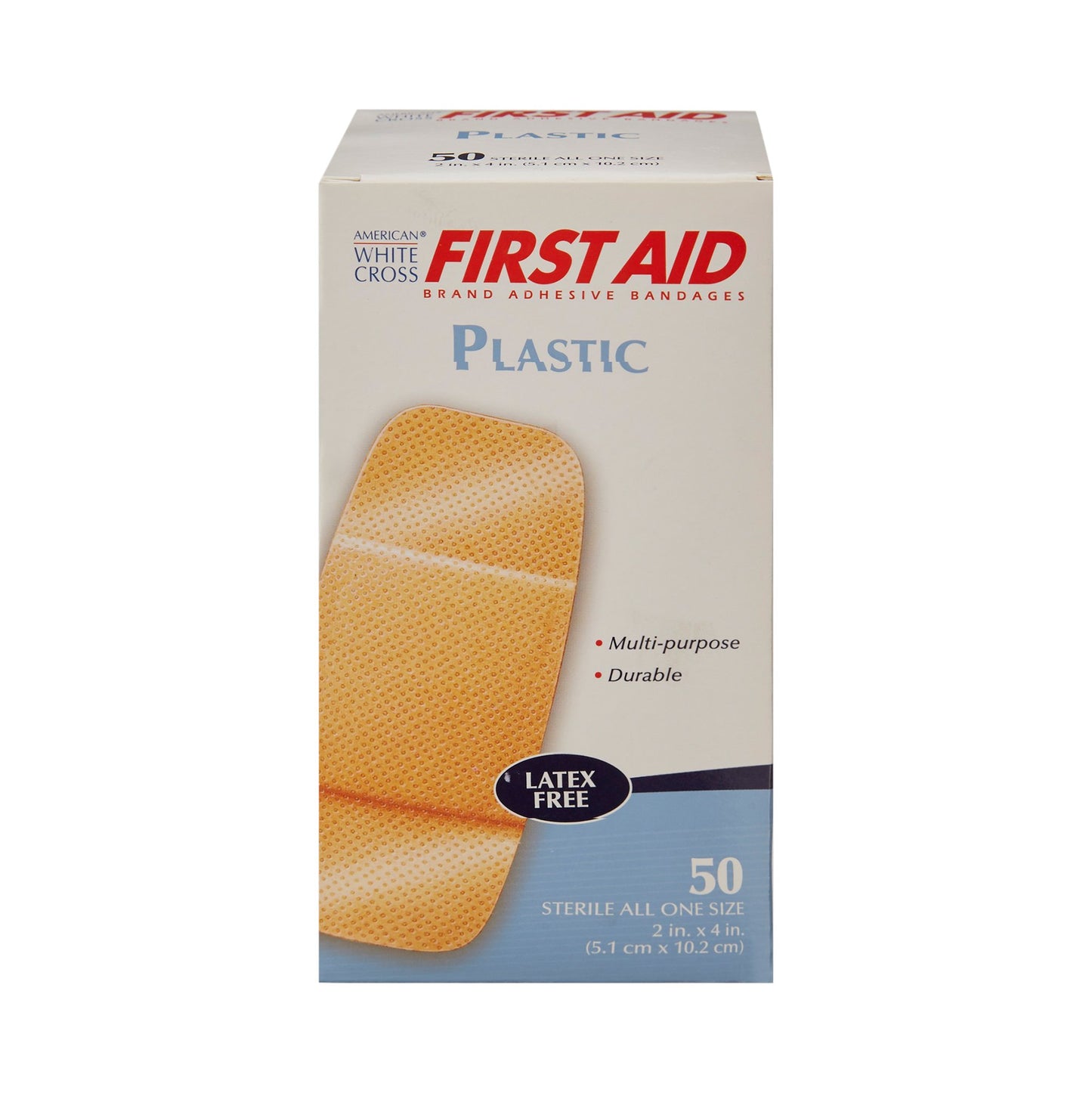 American White Cross First Aid Plastic Tan Adhesive Strip 2 x 4 Inch Sterile