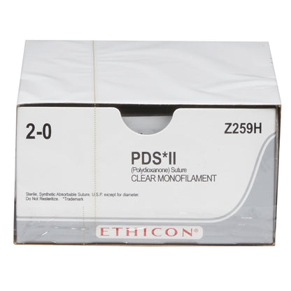 PDS II Polydioxanone Absorbable Monofilament Suture with CT-1 1/2 Circle Taper Point Needle Size 2-0, 27 Inch Sterile