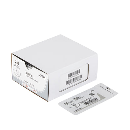 PDS II Polydioxanone Absorbable Monofilament Suture with CT-1 1/2 Circle Taper Point Needle Size 2-0, 27 Inch Sterile