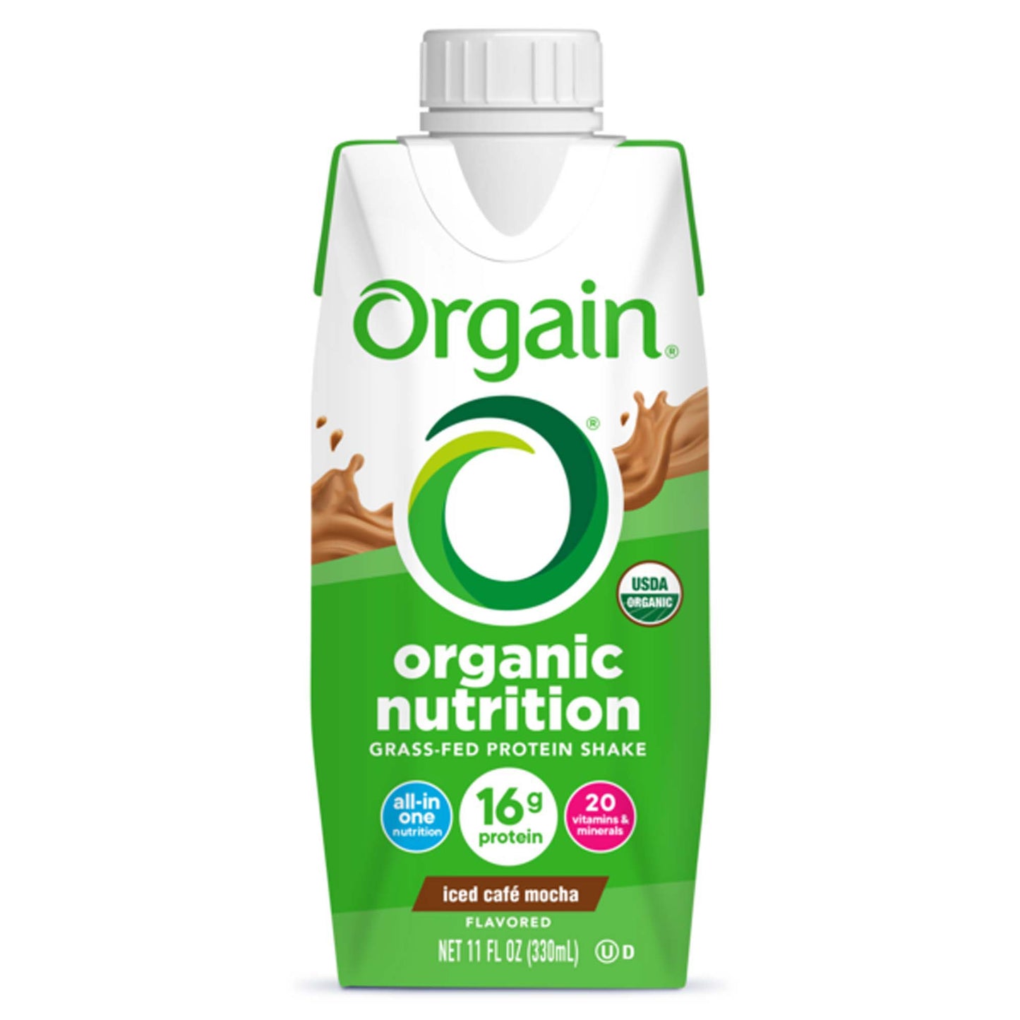 Orgain Organic Nutrition Shake Iced Café Mocha Oral Supplement 11 oz Carton