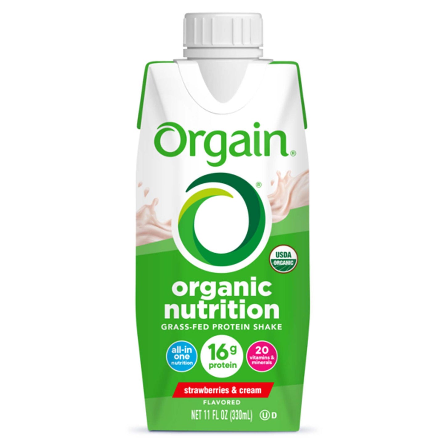Orgain Organic Nutritional Shake – Strawberry & Cream 330 mL