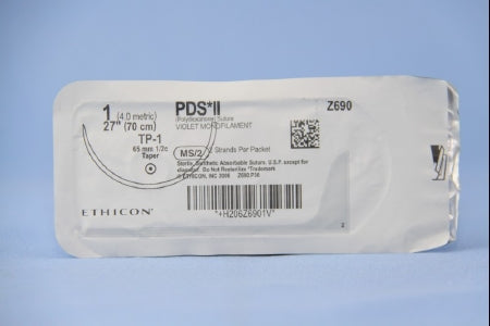 Absorbable Suture with Needle PDS II Polydioxanone TP-1 1/2 Circle Taper Point Needle Size