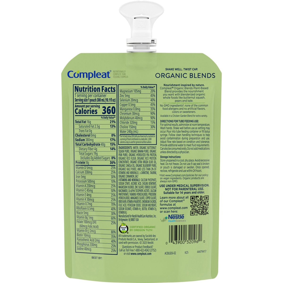 Compleat Organic Blends Plant Based Tube Feeding Formula 10.1 oz Pouch