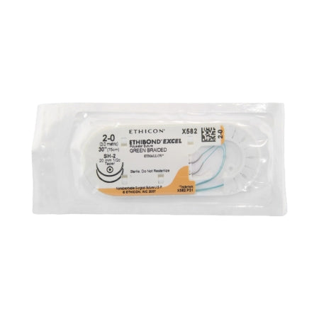 Nonabsorbable Suture with Needle Ethibond Polyester SH-2 1/2 Circle Taper Point Needle Size 2 - 0 Braided