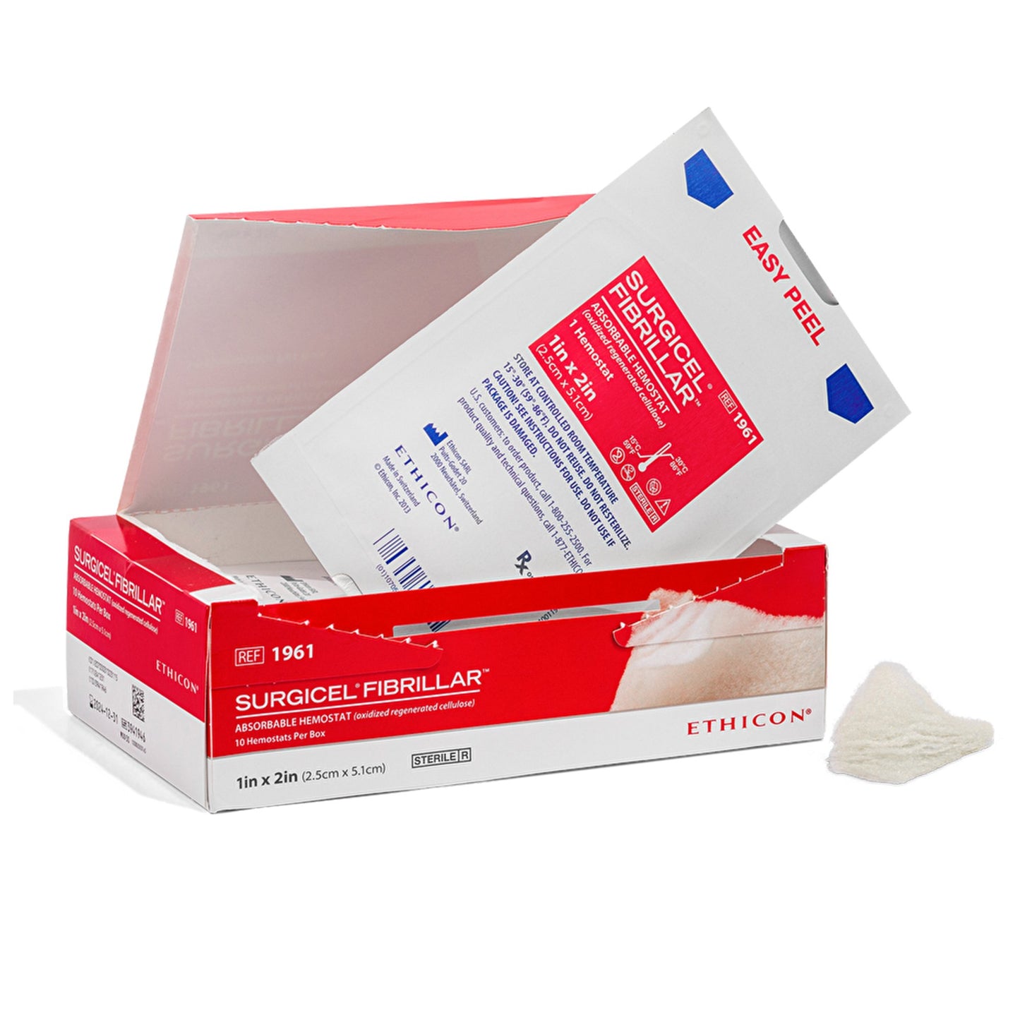 SURGICEL FIBRILLAR Absorbable Hemostatic Dressing 1 x 2 Inch Sterile Oxidized Regenerated Cellulose