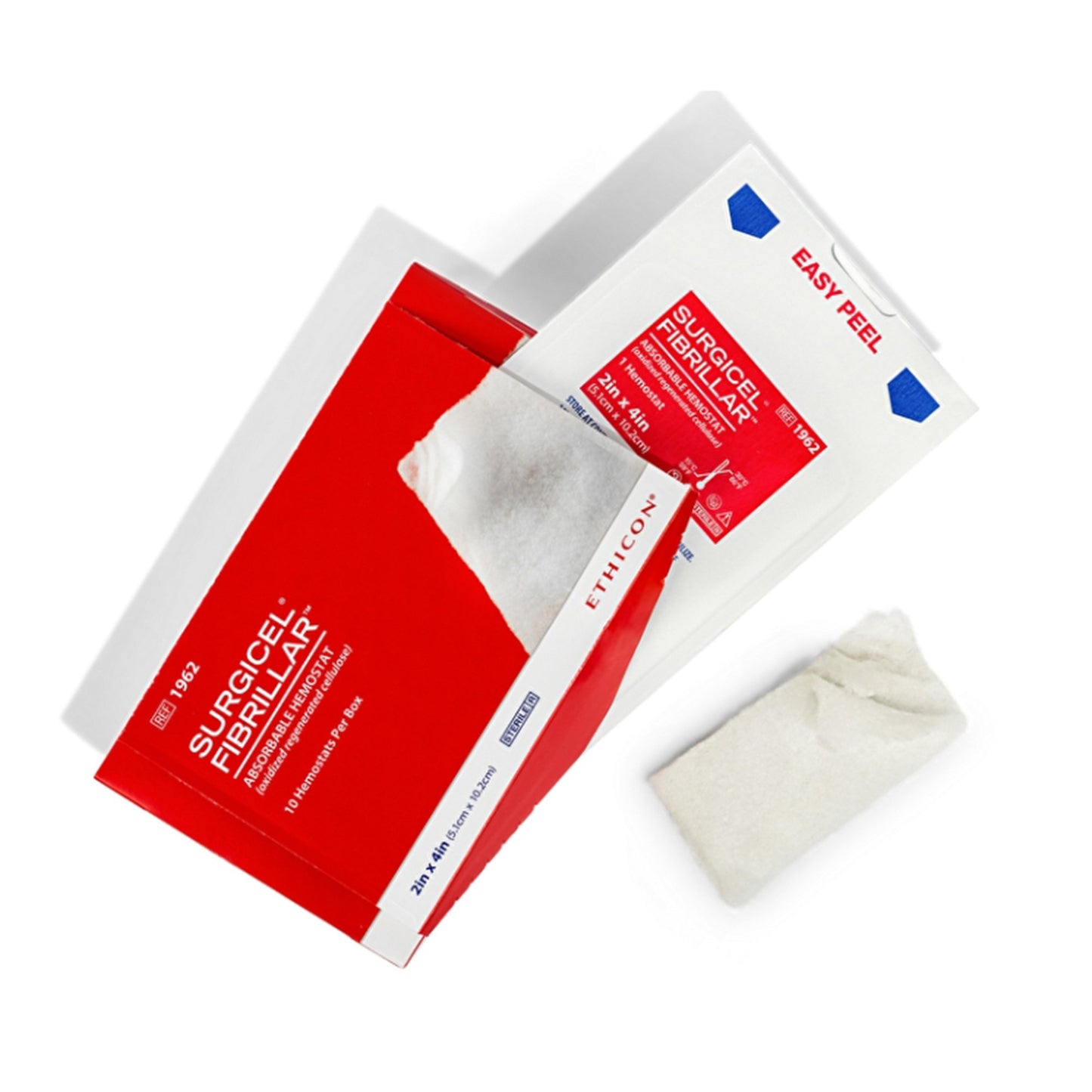 SURGICEL FIBRILLAR Absorbable Hemostatic Dressing 2 x 4 Inch Sterile Oxidized Regenerated Cellulose