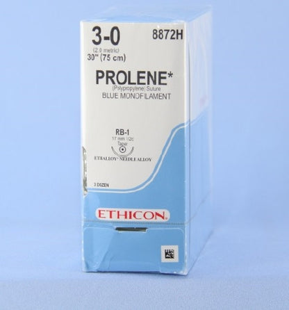 Nonabsorbable Suture with Needle Prolene Polypropylene RB-1 1/2 Circle Taper Point Needle Size