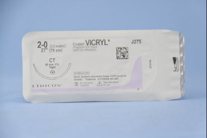 Absorbable Suture with Needle Coated Vicryl Polyglactin 910 CT 1/2 Circle Taper Point Needle Size