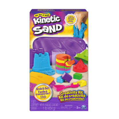 Kinetic Sand Creativity Kit – 1lb Red, Blue & Yellow Play Sand with 6 Tools and Storage Case (Ages 3+)